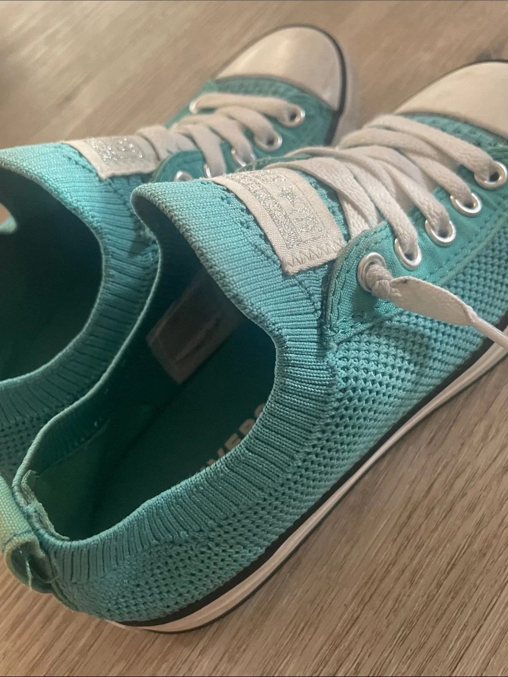Converse Kids Turquoise Knit Low-Top Sneakers with White Accents